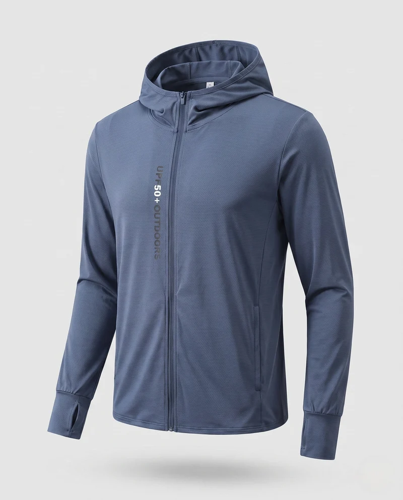 Herren atmungsaktive UV-Schutzjacke mit Kapuze Nord Taschen