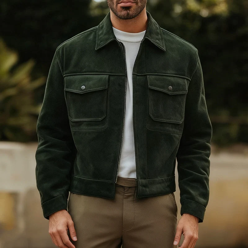Herren modische Wildlederjacke mit praktischen Taschen