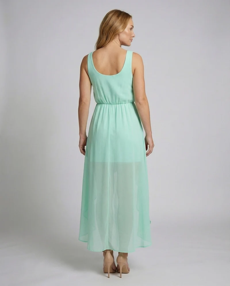 Damen Fließende Zipfelsaum Chiffon Chiffon-Kleid