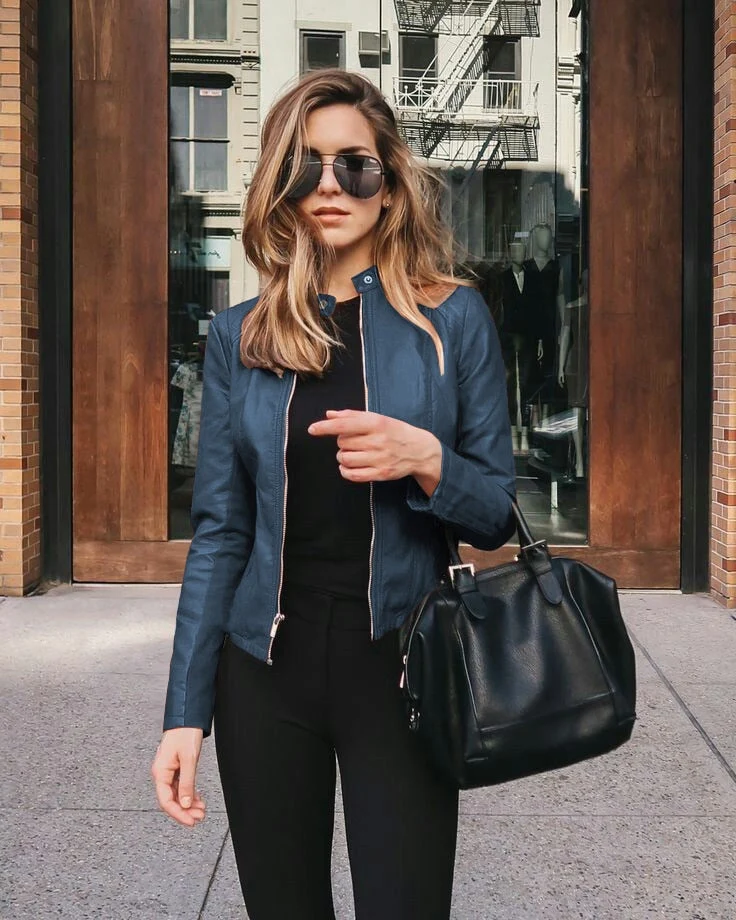 Damen Slim Fit Lederjacke