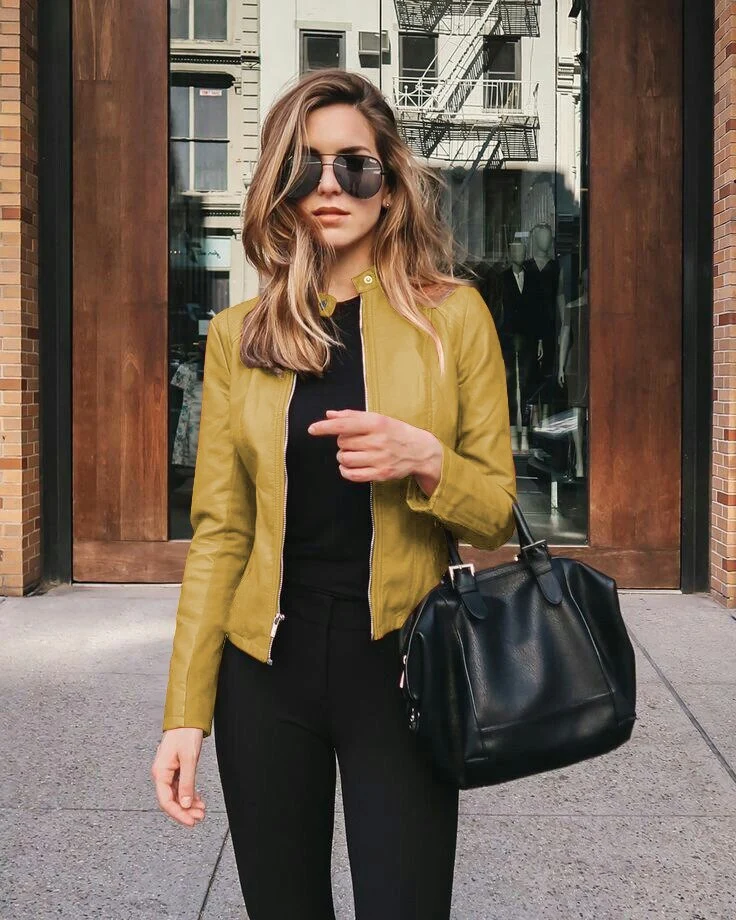 Damen Slim Fit Lederjacke