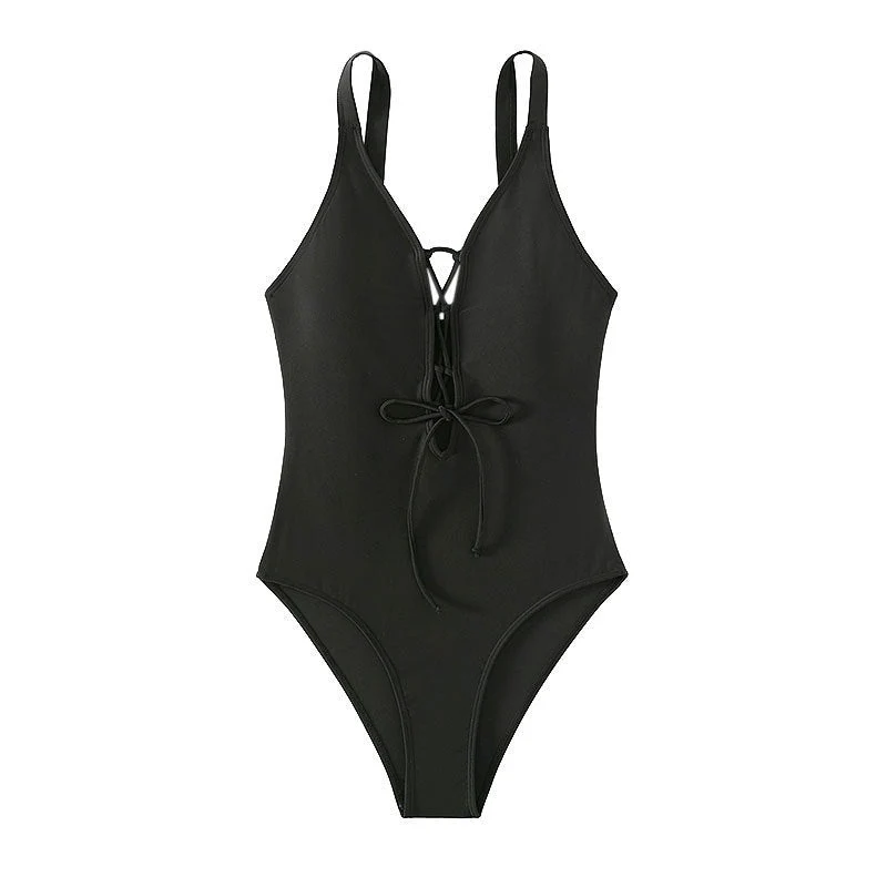 Damen Einteiler Badeanzug mit raffiniertem Schnürdetail