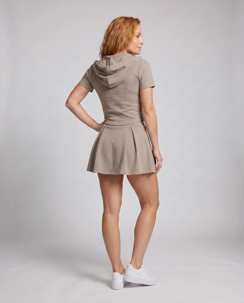 Damen Sportliches Freizeitkleid mit Kapuze und seitlichem Reißverschluss