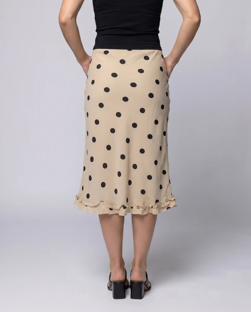 Damen Midi-Rock mit verspieltem Punktenmuster und elastischem Bund