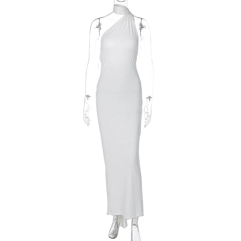 Damen Elegantes One-Shoulder Abendkleid Nord Taschen