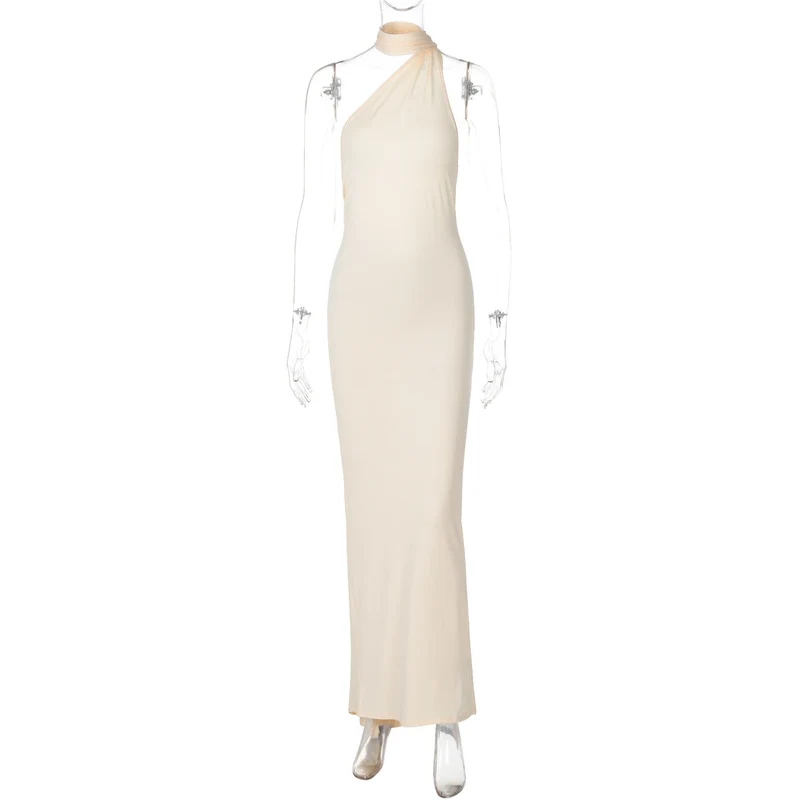 Damen Elegantes One-Shoulder Abendkleid Nord Taschen