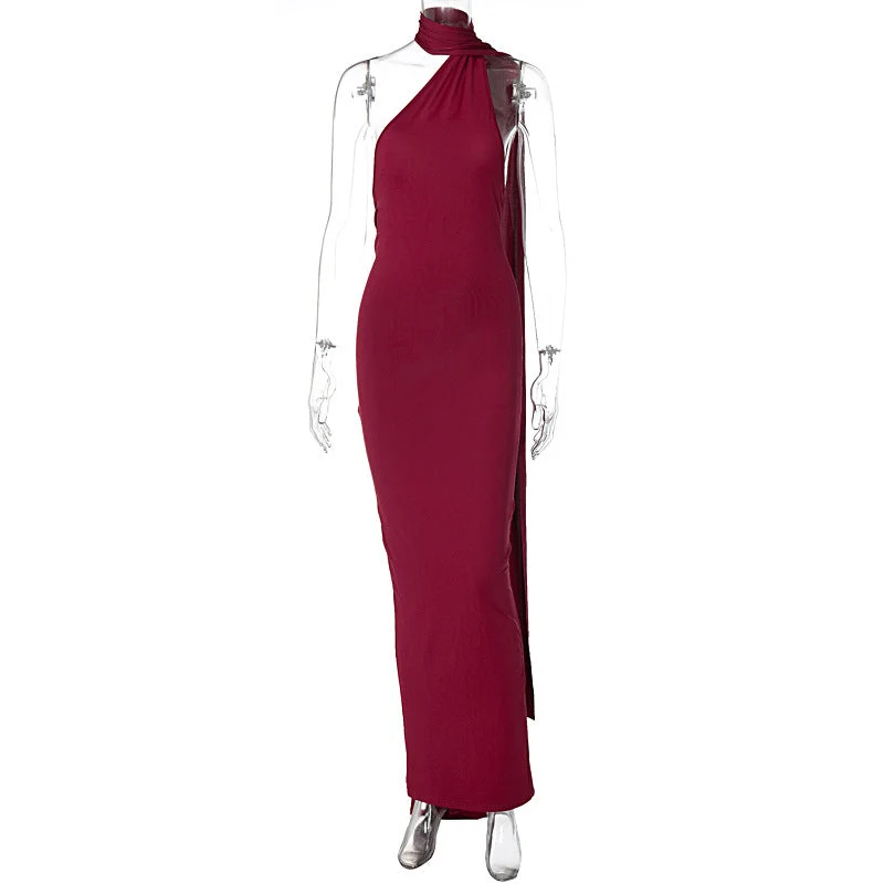 Damen Elegantes One-Shoulder Abendkleid Nord Taschen