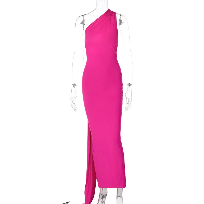 Damen Elegantes One-Shoulder Abendkleid Nord Taschen