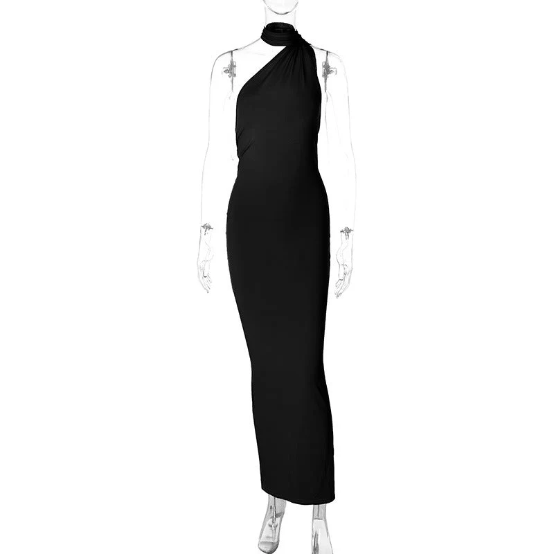 Damen Elegantes One-Shoulder Abendkleid Nord Taschen