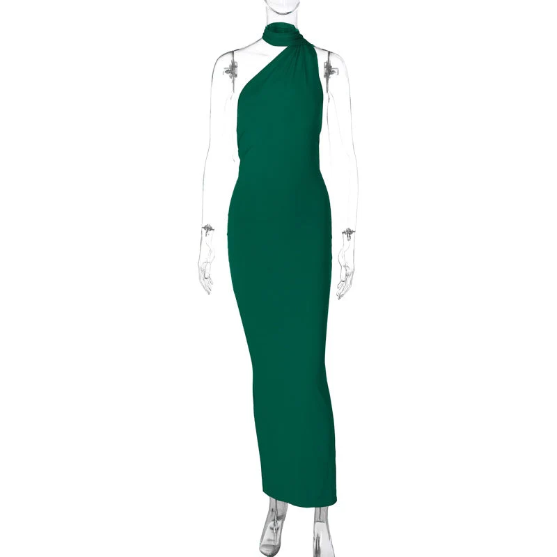 Damen Elegantes One-Shoulder Abendkleid Nord Taschen