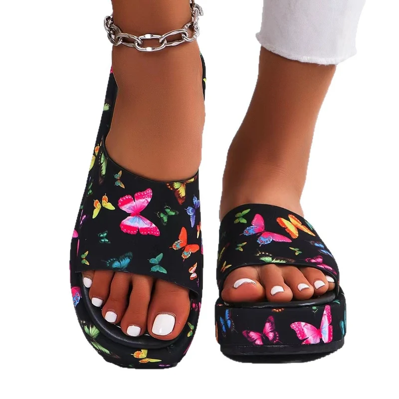 Damen Komfortable Zehentrenner-Sandalen mit modischem Schmetterlingsdesign