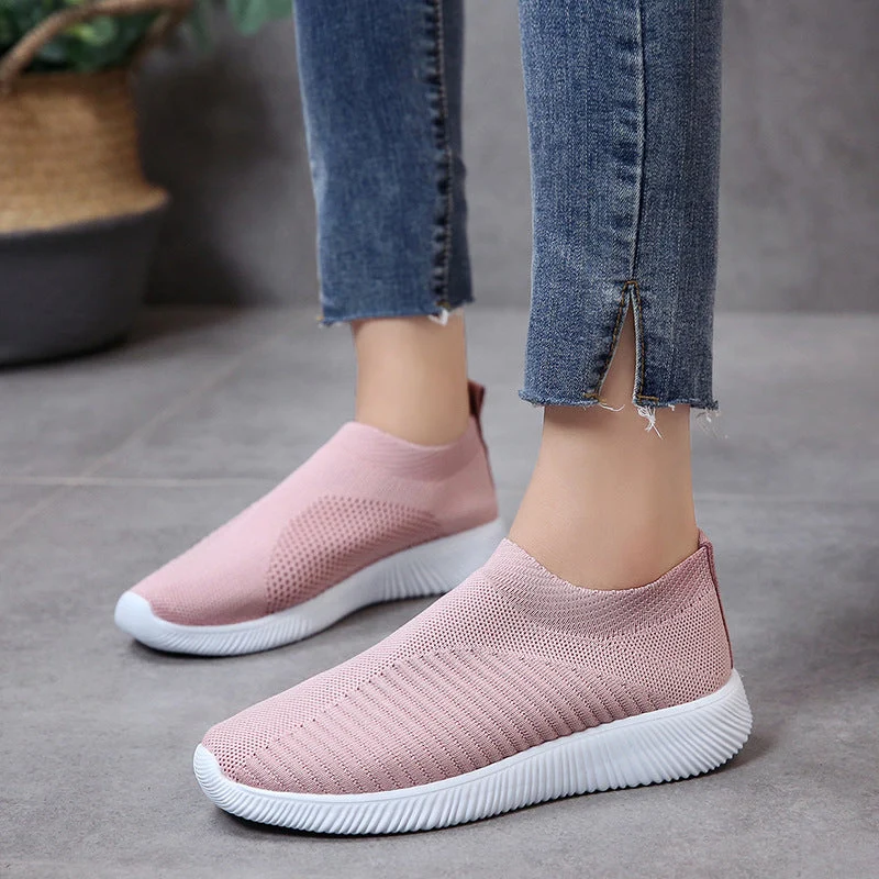 Unisex nan leichte gestrickte Slip-On Sneaker mit elastischem Einstieg und ergonomischer Einlegesohle