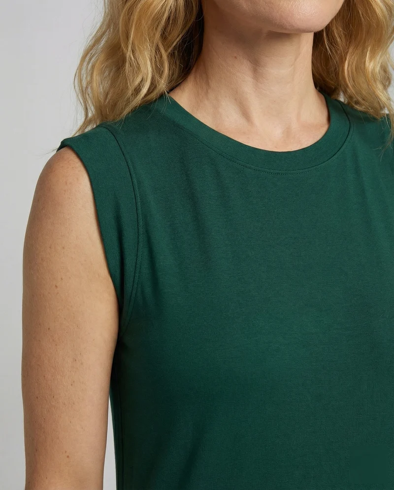 Damen ärmelloses Jersey-Maxikleid mit Seitenschlitz