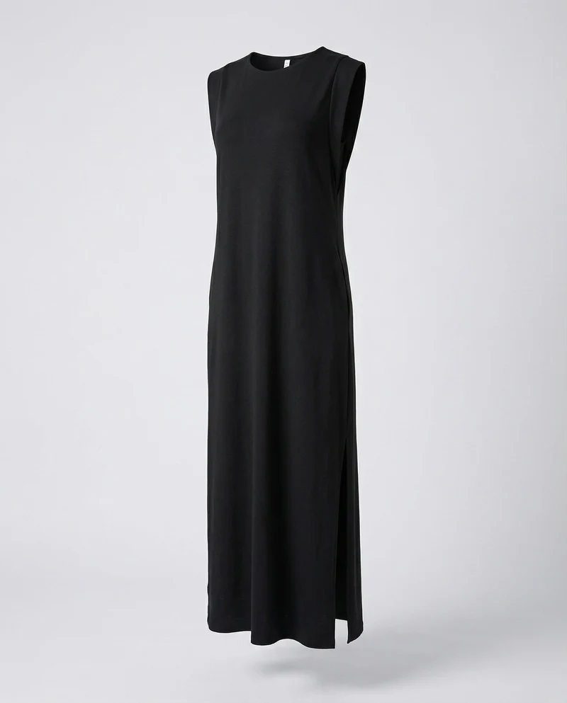 Damen ärmelloses Jersey-Maxikleid mit Seitenschlitz
