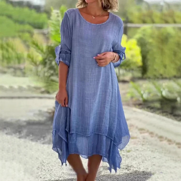 Damen lässiges Sommerkleid mit asymmetrischem Saum und luftigen Ärmeln