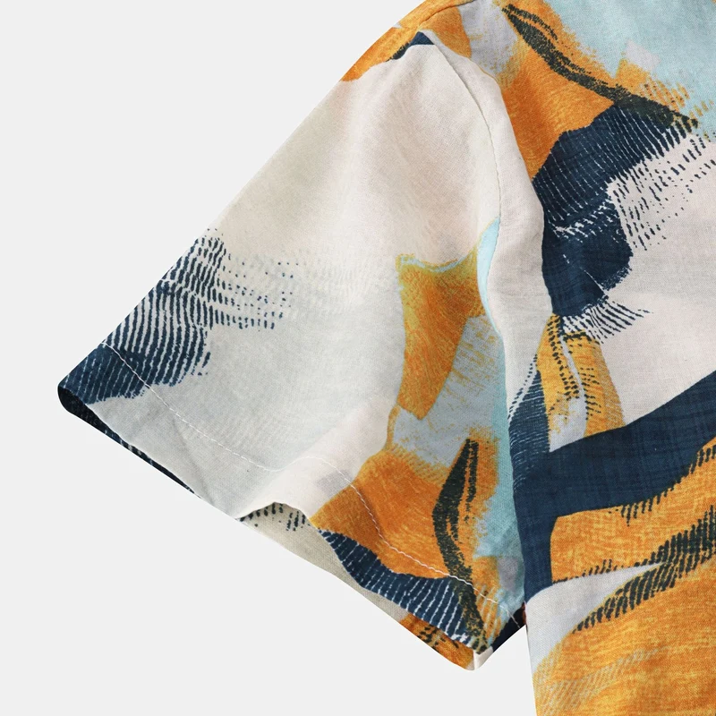 Herren Kurzarmhemd mit kreativem abstraktem Design und lockerer Passform Nord Taschen