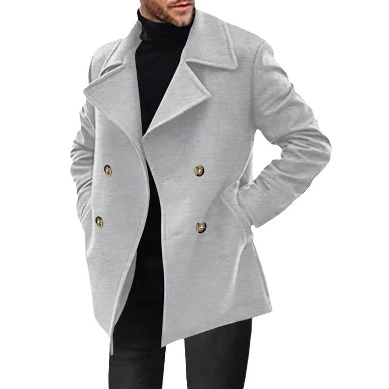 Herren Designer Wollmantel mit doppelter Knopfleiste