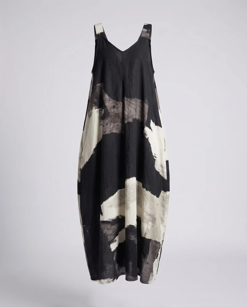 Damen Maxikleid mit stilvollem grafischen Muster und leichtem Stoff