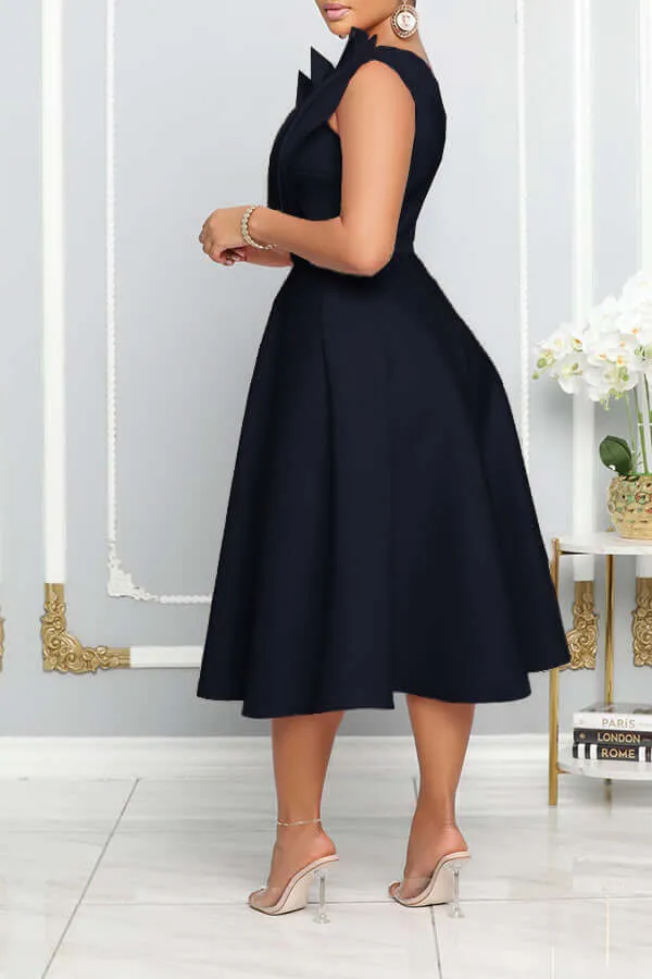 One Shoulder Midi Kleid Elegante A-Linie Passform Skulpturierte Details Festliche Kleidung