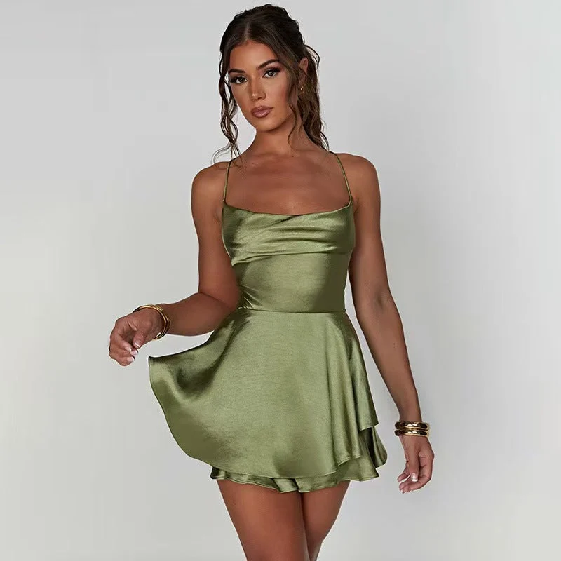 Damen-Minikleid mit sexy Schnitt, fließendem Rock,