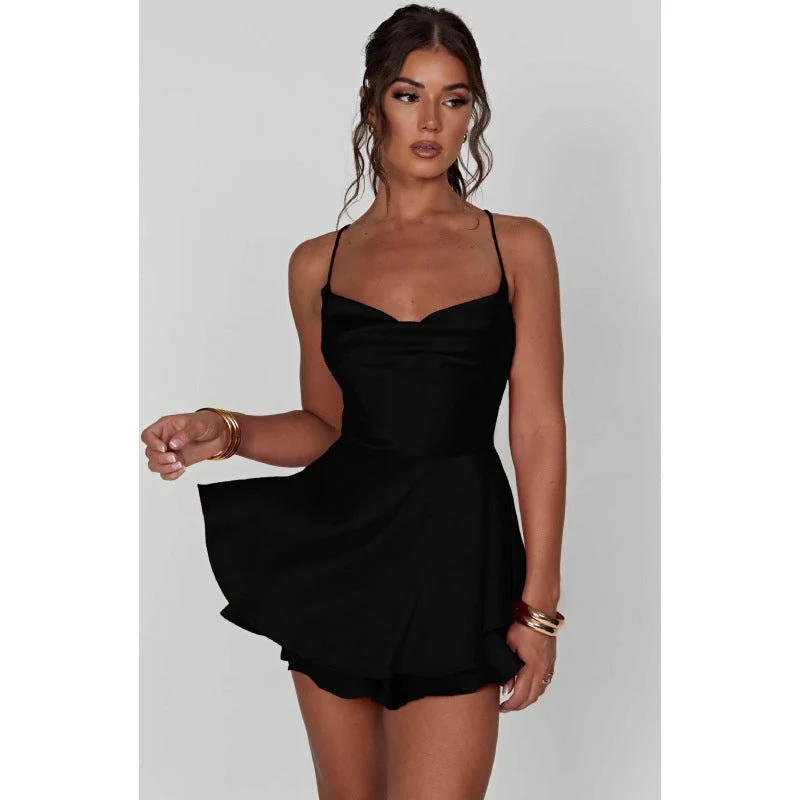 Damen-Minikleid mit sexy Schnitt, fließendem Rock,