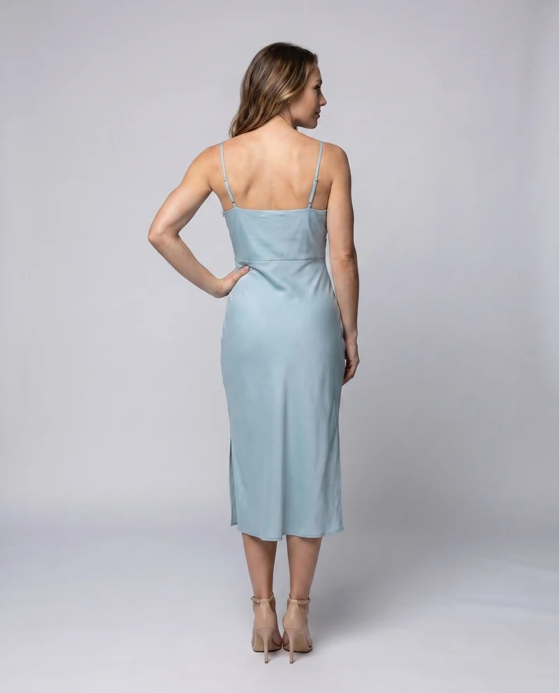 Damen Wickelkleid mit elegantem Ausschnitt und seitlichem Schlitz Nord Taschen