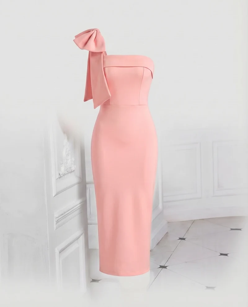 Damen Abendkleid Einseitig Schleifenschulter Meerjungfrau