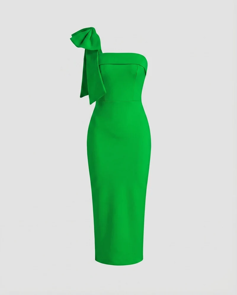 Damen Abendkleid Einseitig Schleifenschulter Meerjungfrau