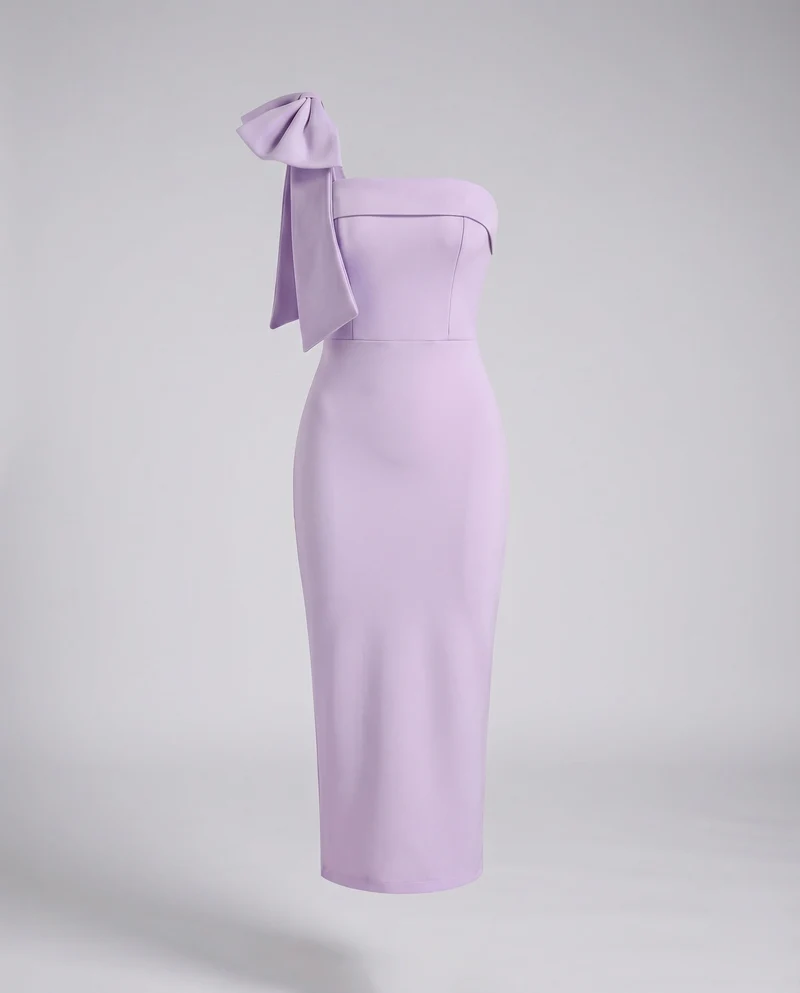Damen Abendkleid Einseitig Schleifenschulter Meerjungfrau