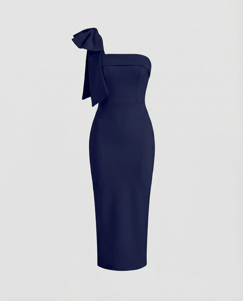Damen Abendkleid Einseitig Schleifenschulter Meerjungfrau