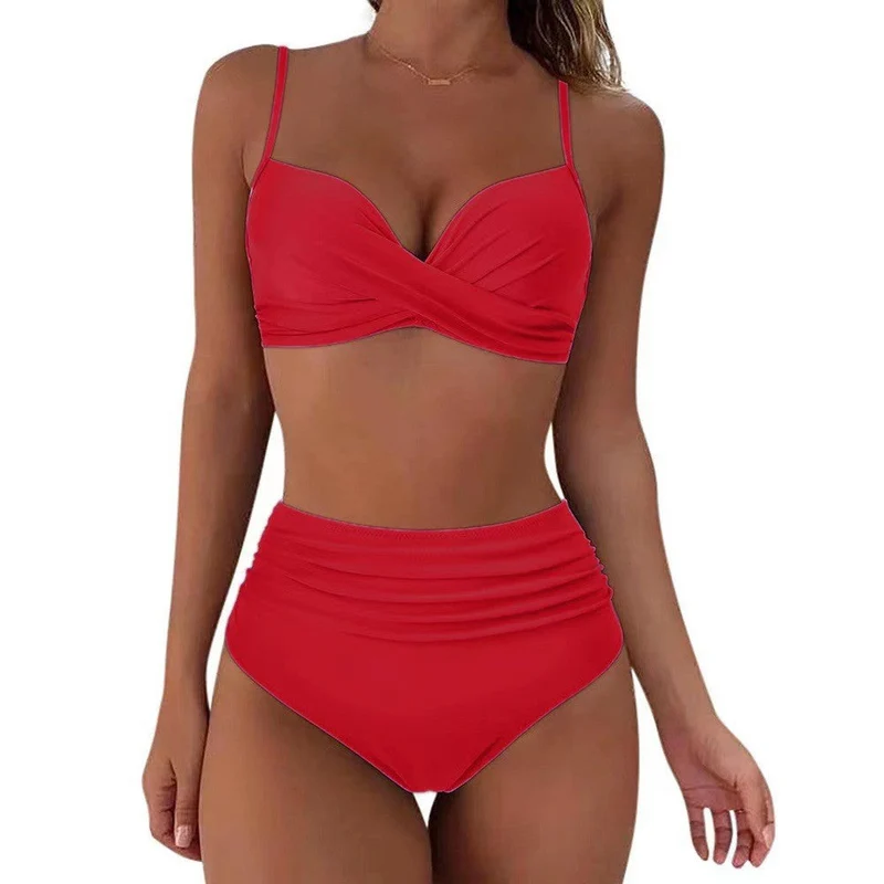 Damen hochtailliertes Bikini-Set mit elegantem Wickeldesign Nord Taschen