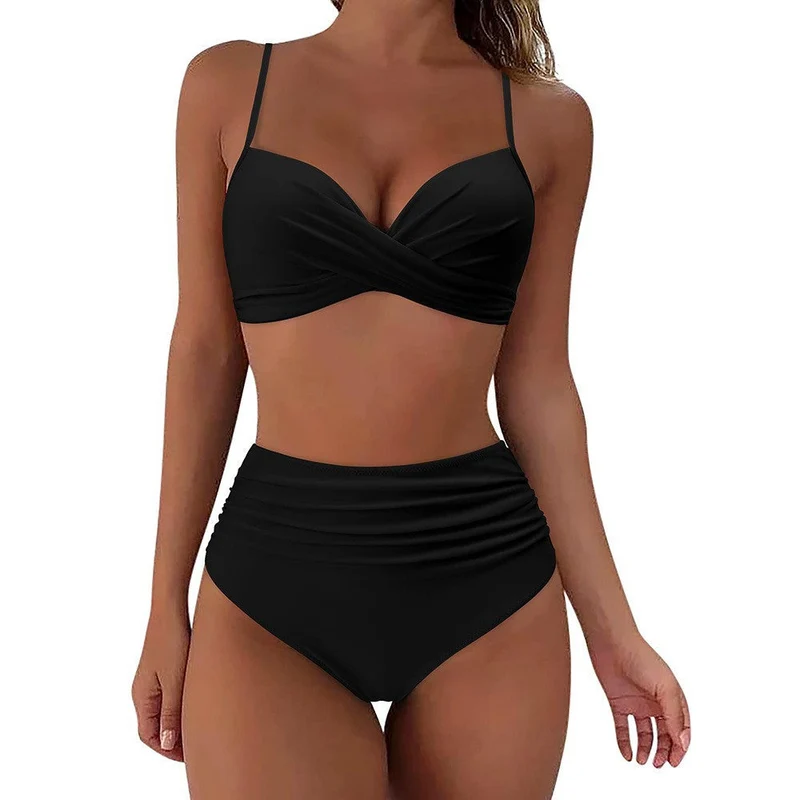 Damen hochtailliertes Bikini-Set mit elegantem Wickeldesign Nord Taschen