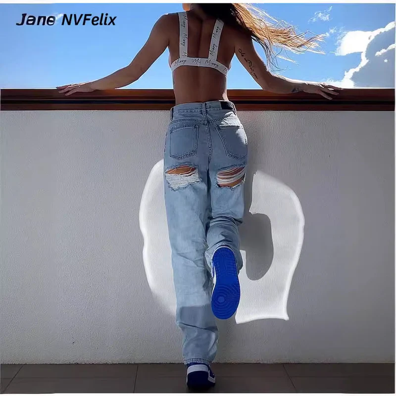 Damen Weite Jeans mit hohem Bund und klassischem Schnitt