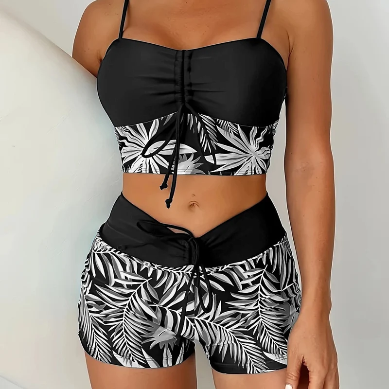 Damen Sportliches Bikini-Top mit Shorts