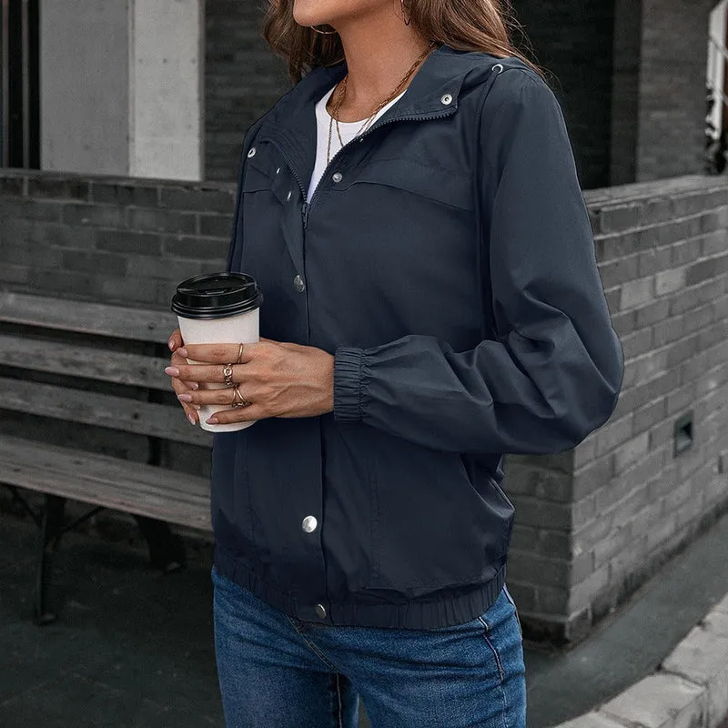 Regenjacke Wasserdicht Winddicht Lockere Passform Kapuze und Taschen