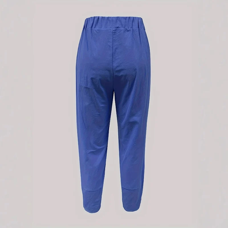 Damen weite Sommerhose mit eleganten Schnittdetails und elastischem Bund
