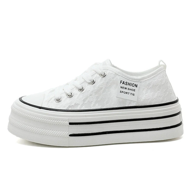 Damen Plateau-Sneaker mit modischem Textil-Obermaterial und rutschfester Sohle
