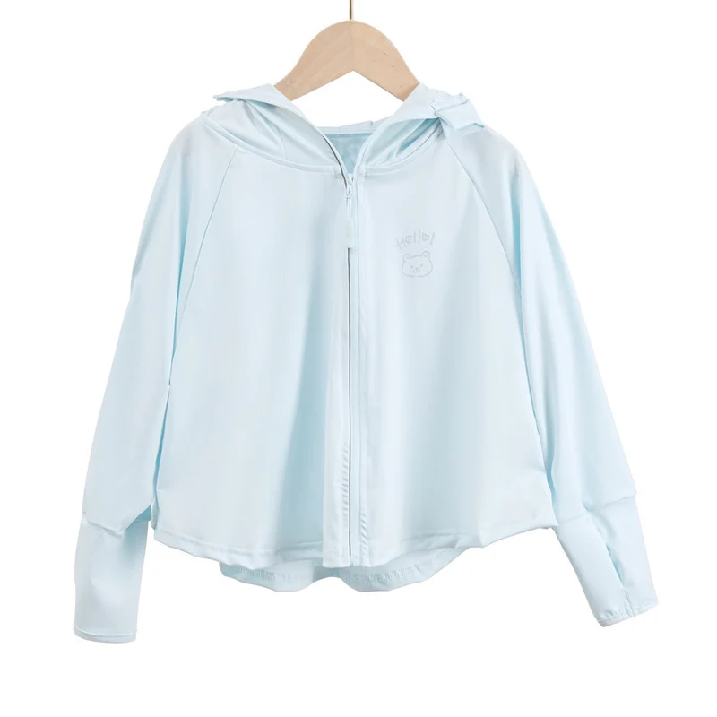 Unisex nan atmungsaktive Kinder-UV-Schutzjacke mit A-Linien-Schnitt, Kapuze und Daumenlöchern Nord Taschen