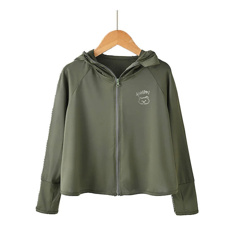 Unisex nan atmungsaktive Kinder-UV-Schutzjacke mit A-Linien-Schnitt, Kapuze und Daumenlöchern Nord Taschen