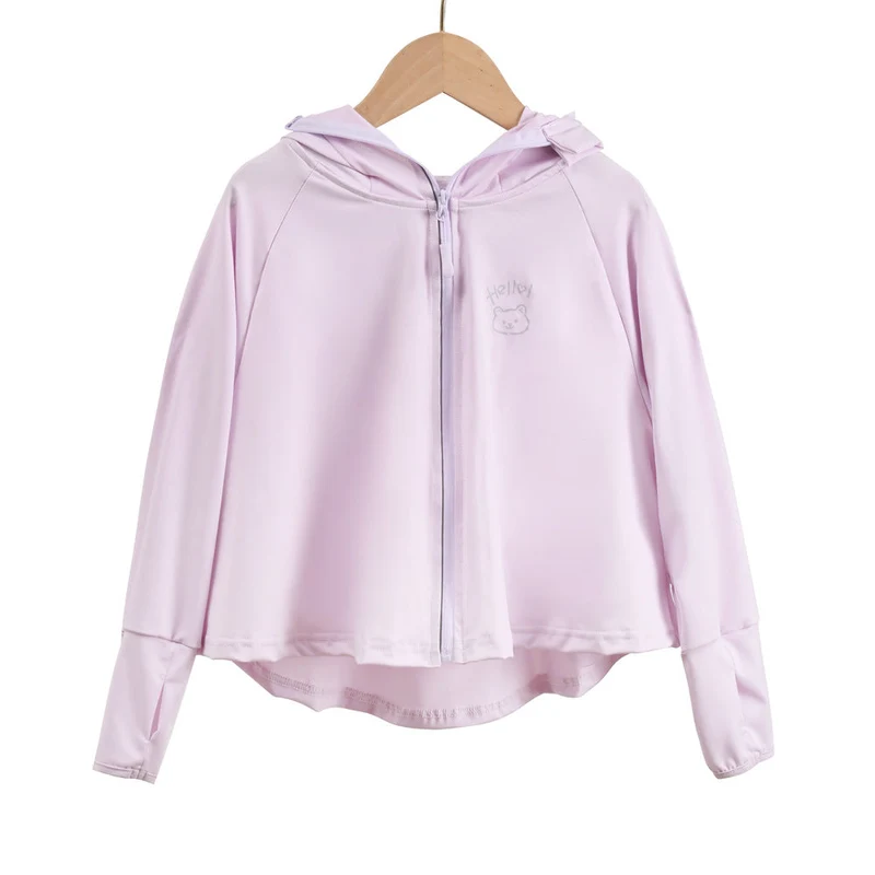 Unisex nan atmungsaktive Kinder-UV-Schutzjacke mit A-Linien-Schnitt, Kapuze und Daumenlöchern Nord Taschen