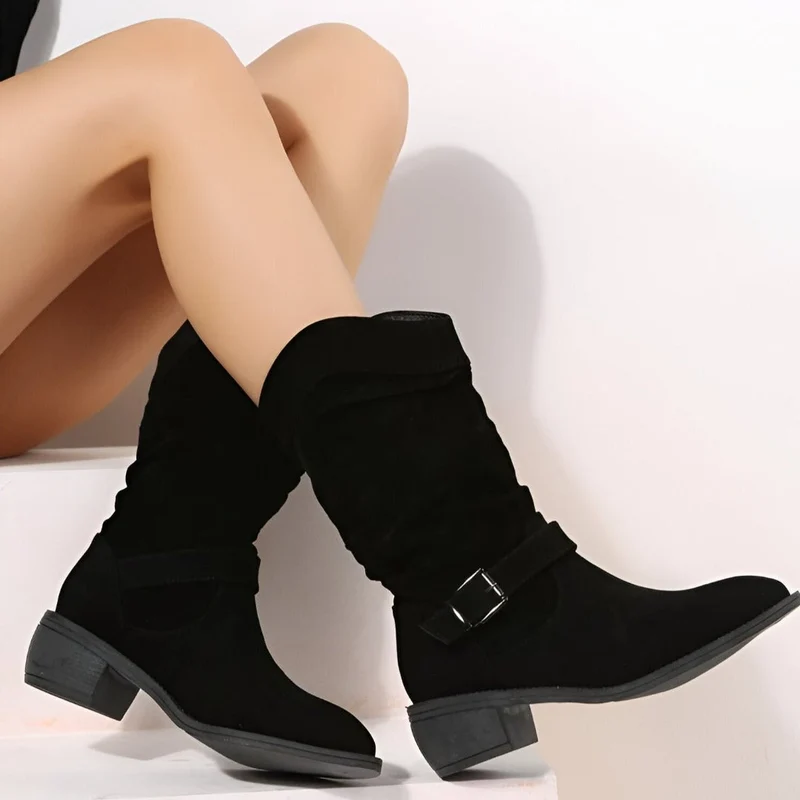 Wildlederstiefel - Knöchelhöhe - Reißverschluss - Niedriger Absatz - Damenstiefel
