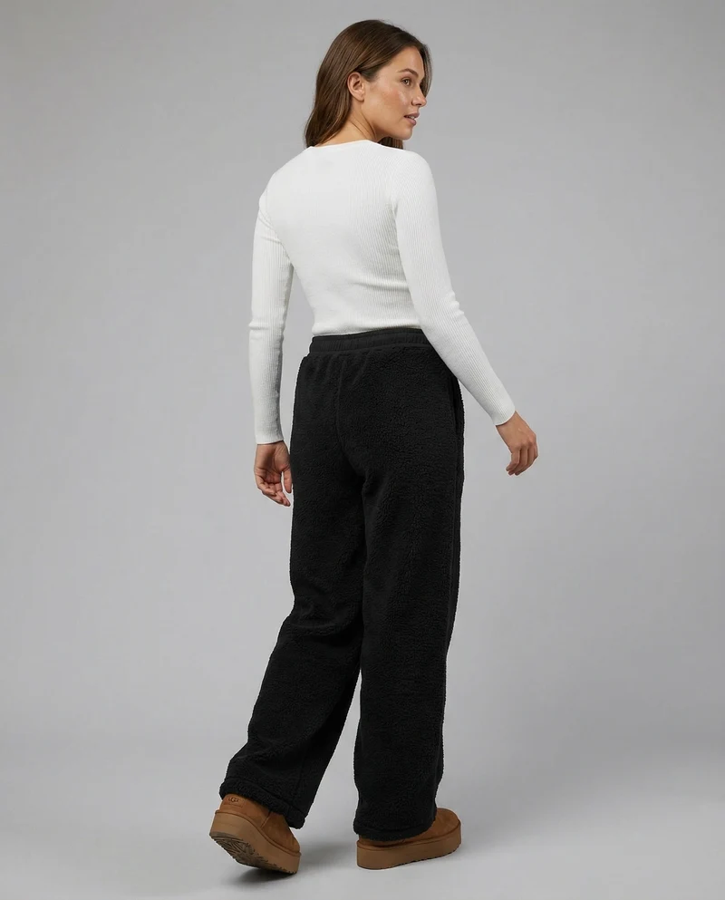 Damen kuschelige Fleece-Hose mit weitem Schnitt