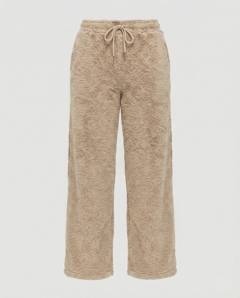 Damen kuschelige Fleece-Hose mit weitem Schnitt