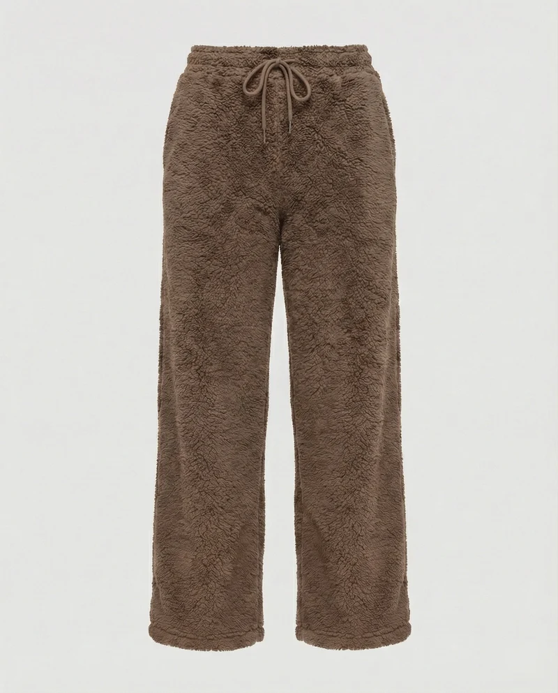 Damen kuschelige Fleece-Hose mit weitem Schnitt