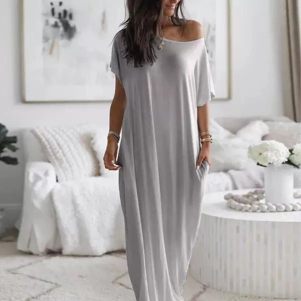 Damen lässiges Maxi-Überkleid mit weitem Schnitt und praktischen Taschen