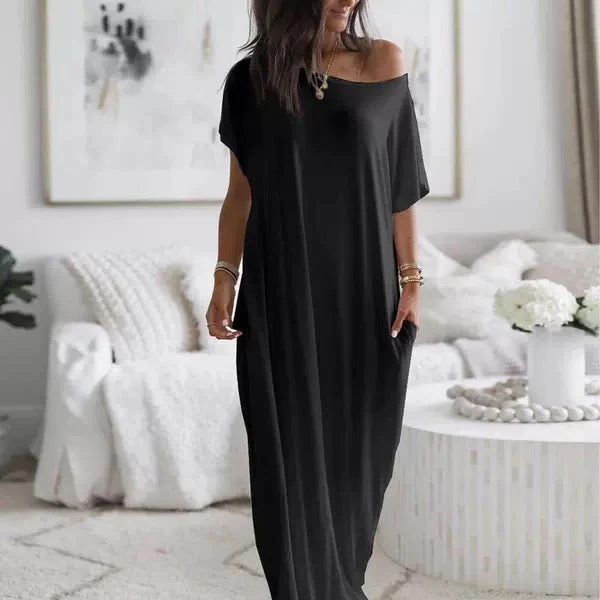 Damen lässiges Maxi-Überkleid mit weitem Schnitt und praktischen Taschen