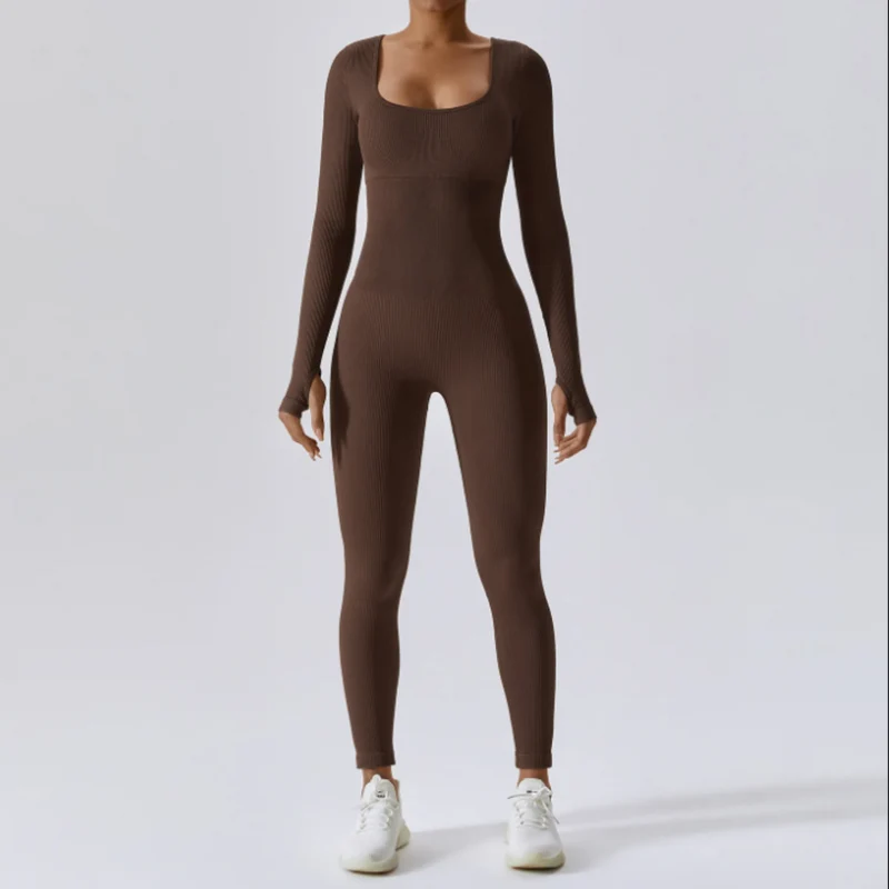 Einfarbiger Langarm-Sport-Overall