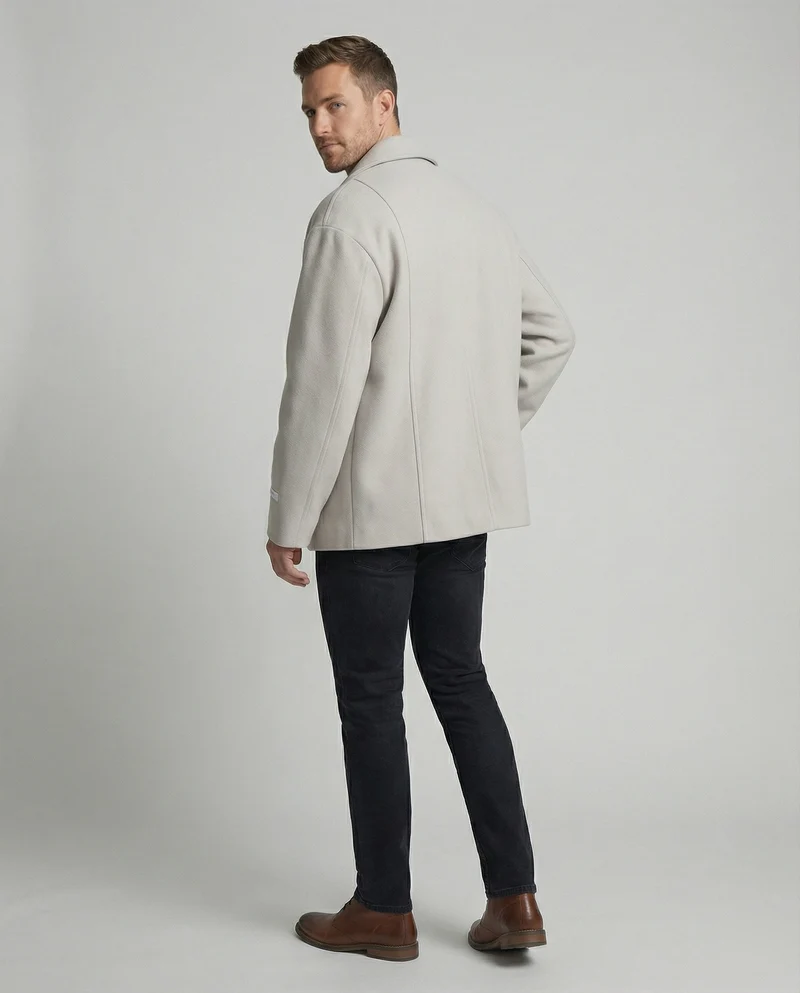 Herren kurzer Wollmix-Sakko mit kastiger Silhouette, tiefem Revers und verdeckten Eingrifftaschen