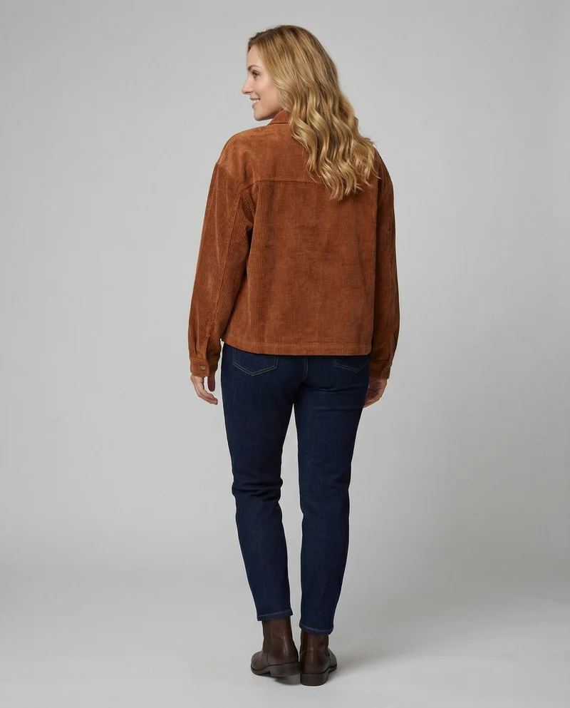 Damen Baumwollcordjacke mit Taschen und Knopfverschluss