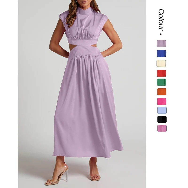 Damen Maxikleid mit kreativem Schnitt und tailliertem Design
